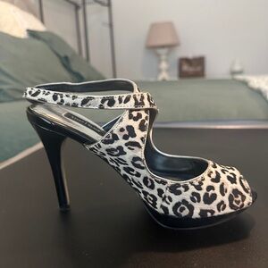 White House Black Market Animal Print Heels